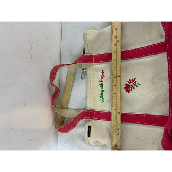 Lands End Boat tote flowers Pink Cream 15x16" (discoloration) - Picture 12 of 15
